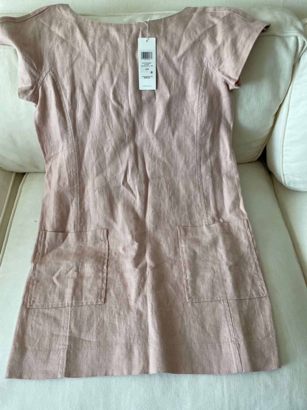 Eileen Fisher Powder Pink Bateau Neck Linen Dress